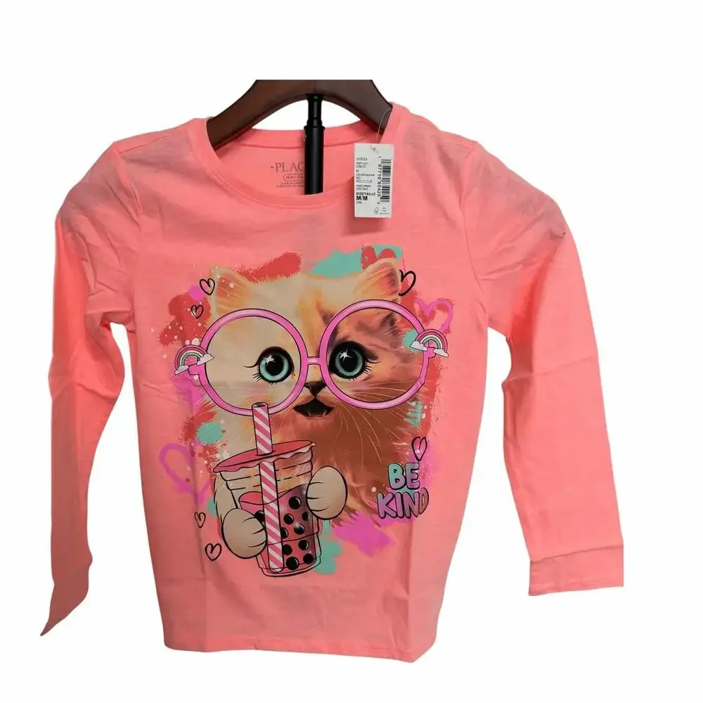 The Children's Place Girls' Long Sleeve  T-Shirt Set (Cat & Girl Pwr) qty 2 0083